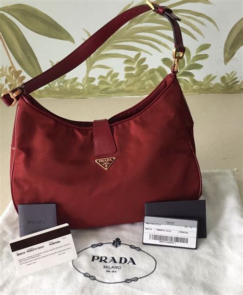 auth Prada red handbag